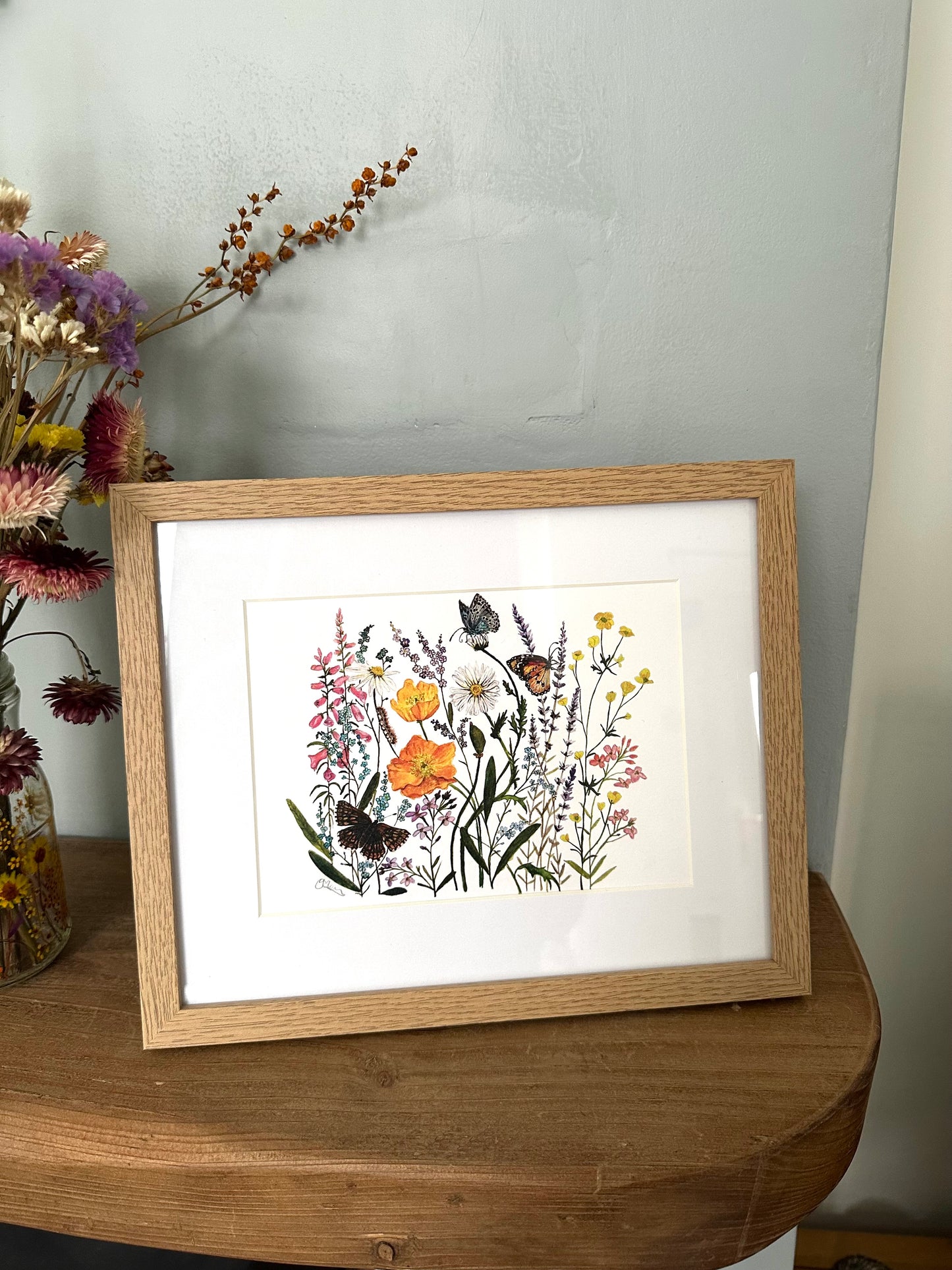 Butterfly Meadow A5 Watercolour Art Print